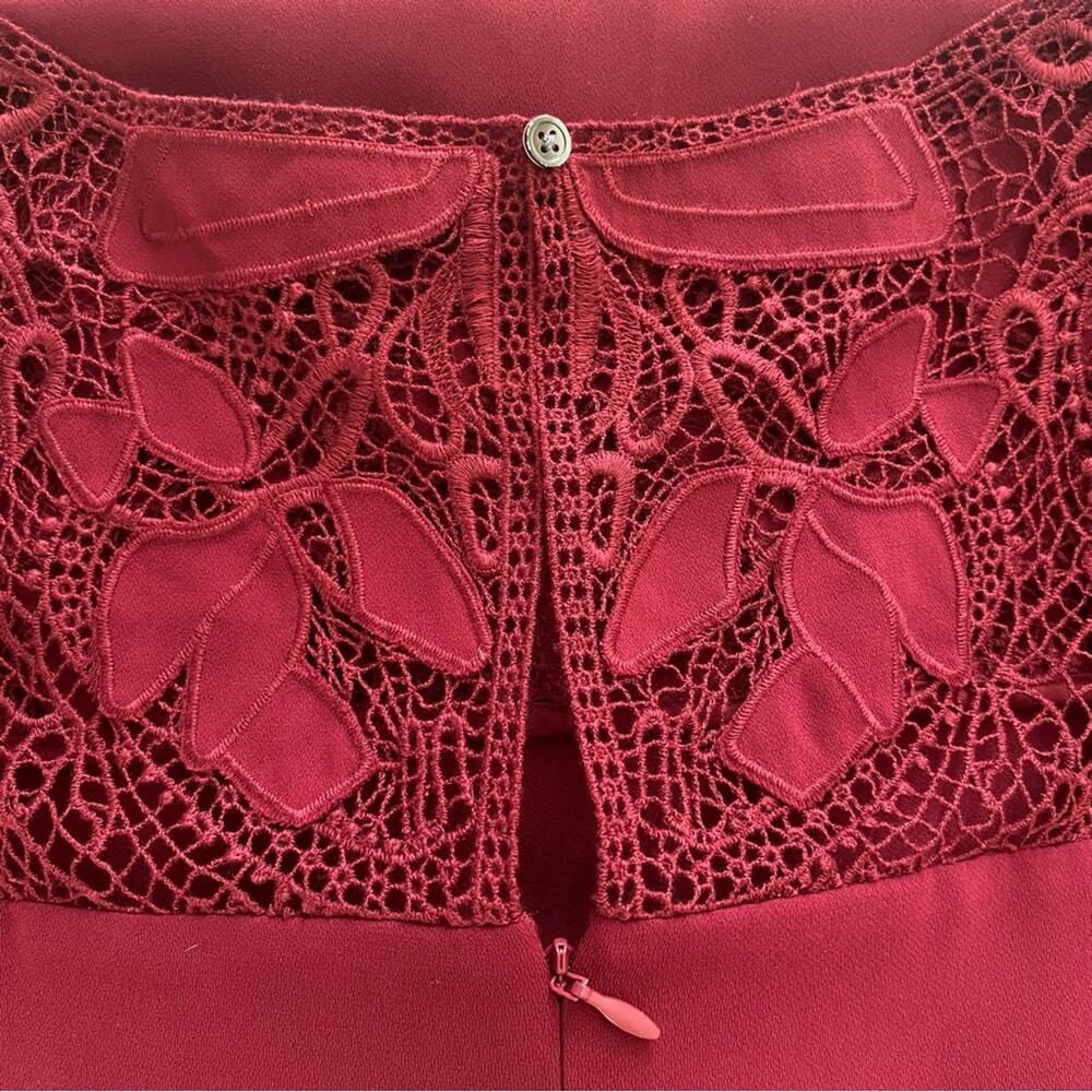 Ann Taylor Wine Burgundy Crochet Top Dress Sz 6 - Picture 8 of 12